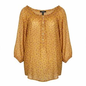 Chaps Women Off The Shoulder Top Floral Print Blouse 1X 3/4 Sleeve Boho Bodycon